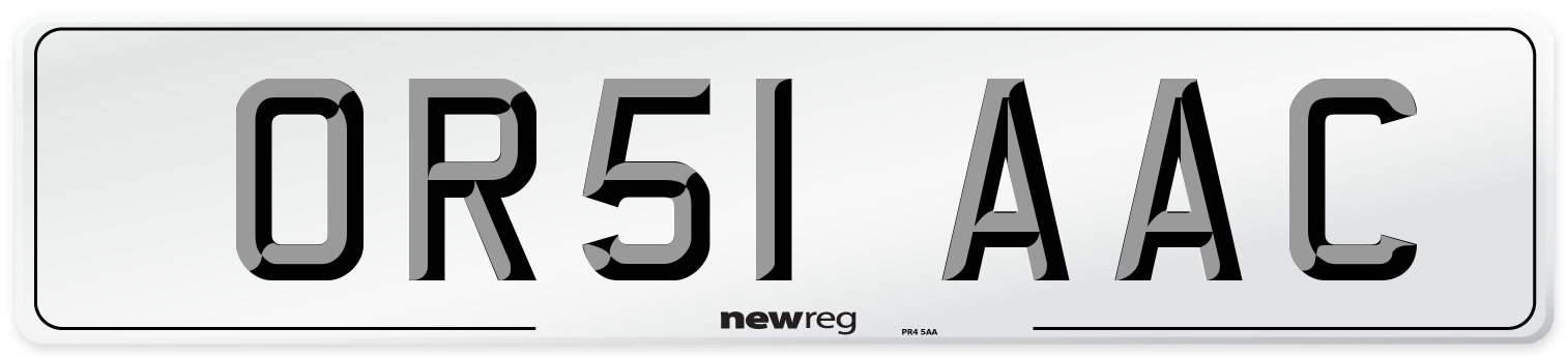OR51 AAC Number Plate from New Reg